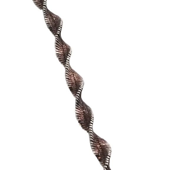 VINTAGE STERLING SILVER SPIRAL DESIGN CHAIN 18 INCH NECKLACE MADE IN ITALY - Picture 4 of 7